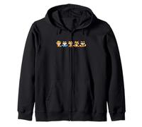 Cute Foxes in a Row Squad Funny Summer Vacation Vibes Zip Hoodie