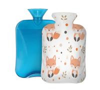 Cute Foxes Printed Hot Water Bottle with Cover, 2L Large Capacity Hot Water Bag for Hot Cold Compress, Hand Feet Warmer, Neck Shoulder Pain Relief