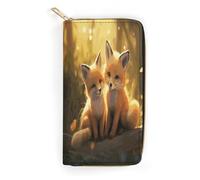 Cute Foxes Slim Thin Credit Card Wallet, PU Leather Bifold Cash Wallet, Zipper Coin Pocket Id Window Wallet Storage Bag Wallet Coin Purse Pouch Change Holder Small with Zipper for Men And Women, style