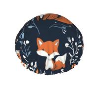 Cute Foxes Waterproof Reusable Shower Cap For Women - Elastic Hair Cover For Bath, Spa, Travel & Daily Use