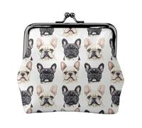 Cute French Bulldog A 1 Print Coin Purse for Women, Kiss-lock Change Purse Wallets, Small PU Leather Coin Purses