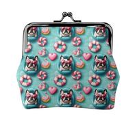 Cute French Bulldog A Print Coin Purse for Women, Kiss-lock Change Purse Wallets, Small PU Leather Coin Purses
