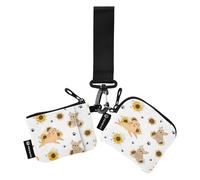 Cute French Bulldog Dual Coin Purse Credit Card Holder Wallet Compact Size Coin Purse Wallet Bag with Keychain for Men Women 2 Pcs, Cute French Bulldog, One Size