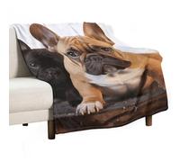 Cute French Bulldog Flannel Throw Blanket - 55"x70" Soft Lightweight Plush Blanket for Couch Bed Sofa, Oversized Camping Travel Blankets, Machine Washable Home Decor Gift for Men Women