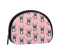 Cute French Bulldog Flower Pink Coin Purse, Cute Mini Coin Purse for Women, Small Change Purse Coin Pouch