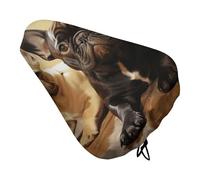 Cute French Bulldog Graphics Bike Seat Cover Waterproof Oxford Fabric, Universal Adjustable Bicycle Saddle Cover with Drawstring Easy Install Protective Rain Dust Covers for Women Men