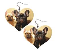 Cute French Bulldog Graphics Leather Earrings for Women Heart Earring Lightweight Dangle Earrings Jewelry Gifts