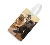 Cute French Bulldog Graphics Luggage Tags with ID Card, Durable Travel Bag Tags, Waterproof Name Tag for Suitcases, Backpacks & Travel Cases White-Style