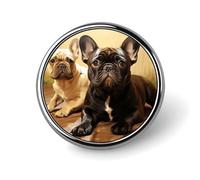Cute French Bulldog Graphics Round Badge Personalized Aluminum Alloy Button Pins Exquisite Circular Brooch Pin Fashion Decorative Enamel Lapel Pin Metal Button Badge for Bag Jacket Shirt Clothes