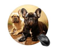 Cute French Bulldog Graphics Round Mouse Pad 7.8 Inch, Portable Gaming Mouse Mat with Non-Slip Rubber Base & Smooth Surface, Waterproof Mousepad for PC, Laptop, Computer, Office, Home