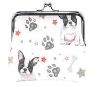 Cute French Bulldog Leather Coin Pouch for Women Cute Kiss Lock Buckle Change Pouch Wallet, cute french bulldog, OneSize