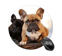 Cute French Bulldog Mouse Pad Funny Round Mousepad Anti-Slip Rubber Mouse Mat Laptop Desk Accessories 7.8 X 7.8 Inch for Office and Home Use