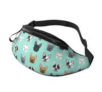 Cute French Bulldog Outdoor Sports Waist Bag & Casual Chest Pack, Adjustable Unisex Fanny Pack for Hiking/Running/Cycling