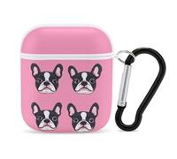 Cute French Bulldog Pattern Cute Earbuds Case Compatible with Airpods 1/2 Wireless Headphones Cover with Carabiner