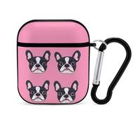Cute French Bulldog Pattern Cute Earbuds Case Compatible with Airpods 1/2 Wireless Headphones Cover with Carabiner