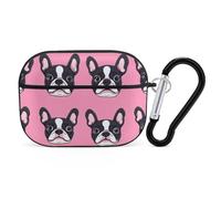 Cute French Bulldog Pattern Cute Earbuds Case Compatible with Airpods Pro Wireless Headphones Cover with Carabiner
