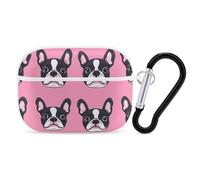 Cute French Bulldog Pattern Cute Earbuds Case Compatible with Airpods Pro Wireless Headphones Cover with Carabiner