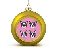 Cute French Bulldog Pattern Shiny Christmas Ball Ornaments for Xmas Tree Hanging Balls Holiday Party Decoration 2PCS