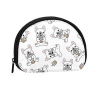 Cute French Bulldog Pattern, Women's Storage Bag Shell Makeup Bag Small Coin Purse Shell Change Pouch