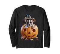 Cute French Bulldog Puppy Witch Hat Halloween Magic Pumpkin Long Sleeve T-Shirt