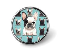 Cute French Bulldog Round Badge Personalized Metal Lapel Pin Badges Fit Clothing Bags Hat Humorous Printed Brooch Badge Party Decorations Accessories for Men Women