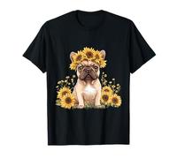 Cute French Bulldog Sunflower Crown Summer Fawn Frenchie Dog T-Shirt