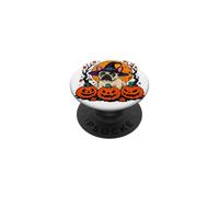 Cute French Bulldog Witch Hat Halloween Pumpkin Dog PopSockets Adhesive PopGrip