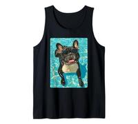Cute French Bulldog with Sunglasses Cool Dog Swimming Summer Tank Top