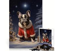 Cute French Bulldog Xmas Jigsaw Puzzles for Adults 1000 Piece Mindful Game Clean Cut Happy Challenge Birthday Present (38x26cm)