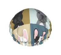 Cute French Bulldogs Double Layer Elastic Waterproof Shower Cap Reusable Bath Cap