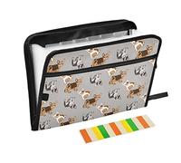 Cute French Bulldogs Expanding File Folder, 13 Pockets Expandable File Organizer Accordion A4 Document Bag Briefcase Business Filing Box with Zipper