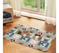 Cute French Bulldogs,Waterproof Pet Feeding Mat,PU Leather Placemats for Cat Dog Water Bowl,Food Mats,40x60cm