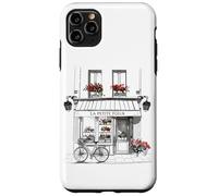 Cute French Flower Shop Paris France Line Drawing Souvenir Case for iPhone 11 Pro Max