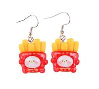 Cute French Fries Dangle Hook Earrings for Women Lightweight Funny Vivid Resin Simulation Food Drop Earring Handmade Cartoon Creative Novelty Snack Lover Jewelry Christmas Party Gifts for Daughter BFF