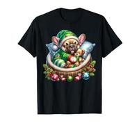 Cute Frenchie in Santa`s Little Helper Dog Costume Christmas T-Shirt