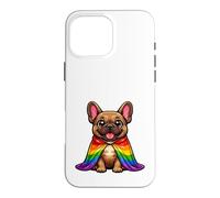 Cute Frenchie Puppy Pride Dog Rainbow Cape LGBTQ+ Case for iPhone 16 Pro Max
