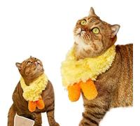 Cute Fried Shrimp Shaped Plush Pet Scarf, Pompom Drool Bib for Dogs & Cats, Winter Neck Warmer Accessory, Festive Holiday Party Costume Outfit for Furry Friends