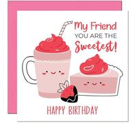 Cute Friend Sweetest Bday Cute Shake & Cake - Kawaii Birthday Cards for Friend