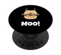 Cute Friendly Bull Says Moo For Kids Women And Men PopSockets Adhesive PopGrip