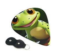 Cute Frog 6 Pack Guitar Picks With Holder, Personalized Guitar Plectrums Non-Slip Portable Ukulele Bass Picks 0.96mm For Acoustic Guitar Lovers Gifts