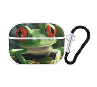 Cute Frog AirPods Pro 2 Case Cover, Shockproof Hard Shell Protective Case for Women Men, Compatible with Airpod Pro Case 2nd/1st Generation with Keychain-White