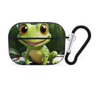 Cute Frog AirPods Pro Case Cover with Keychain Ring PC Hard Shell Protective Case for AirPods Pro 2nd for Women Men Generation Easy Open Full Drop Protection Cover Black-Style