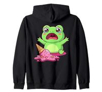 Cute Frog and Ice Cream Having a Meltdown Kawaii Zip Hoodie