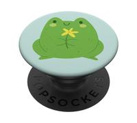 Cute Frog, animal, lilypad, floral, illustration, character PopSockets Swappable PopGrip