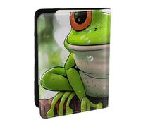 Cute Frog Art Printed Passport Holder - 6.5 x 4.5 Inch RFID Blocking Travel Wallet,Stylish Passport Cover,Lightweight Document Organizer for Cards