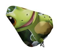 Cute Frog Bike Seat Cover for Men Women Water Repellent Exercise Bike Seat Cushion Adjustable Bicycle Seat for Outdoor Biking