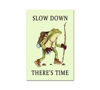 Cute Frog Canvas Wall Art Slow Down There's Time Funny Frameless Poster Prints For Bedroom Bathroom Living Room 16x24 Inches