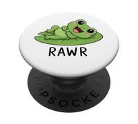 Cute Frog Cartoon Laughing on Water Lily PopSockets Adhesive PopGrip