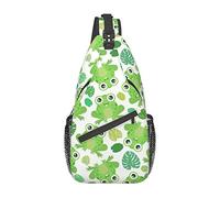 Cute Frog Cartoon Print Sling Bag Hiking Daypack Crossbody Shoulder Backpack Travel Chest Pack for Men Women