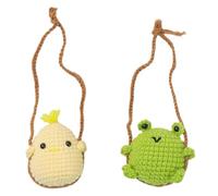 Cute Frog&Chick Crochet Hanging Car Accessories Crochet Pendant for Rear View Mirror Handmade Crochet Animals Car Hanging Ornament Gift (Frog&Chick, 5.5cmx6.5cm)